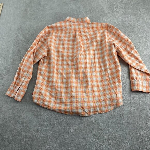 Izod Mens XXL Orange Plaid Button-Up Long Sleeve Shirt 5247 - Picture 2 of 7